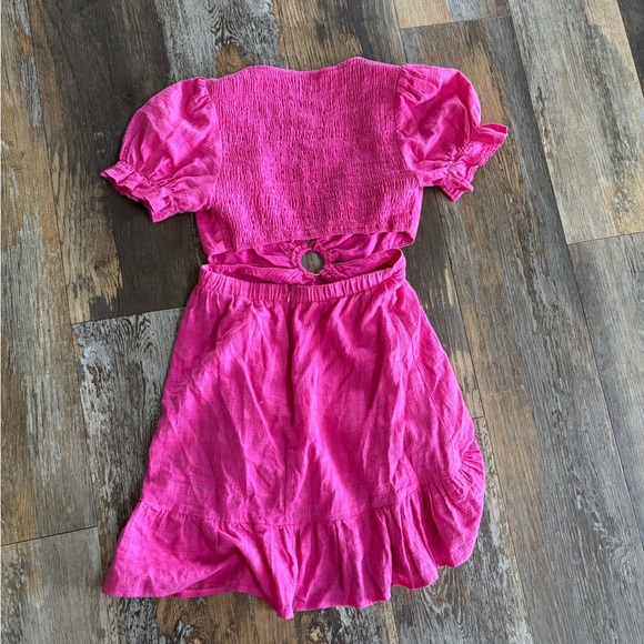 White Fox Whenever You’re Ready Mini Dress 100% Cotton Pink Size Small Cutouts - Picture 2 of 6